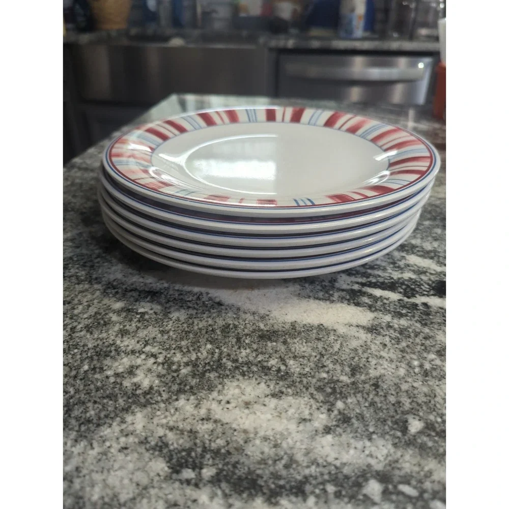 6 Vintage Longaberger STARS & STRIPES Dinner Plate 11